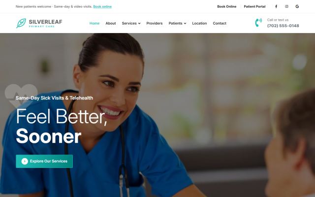 Example website: Medical practice